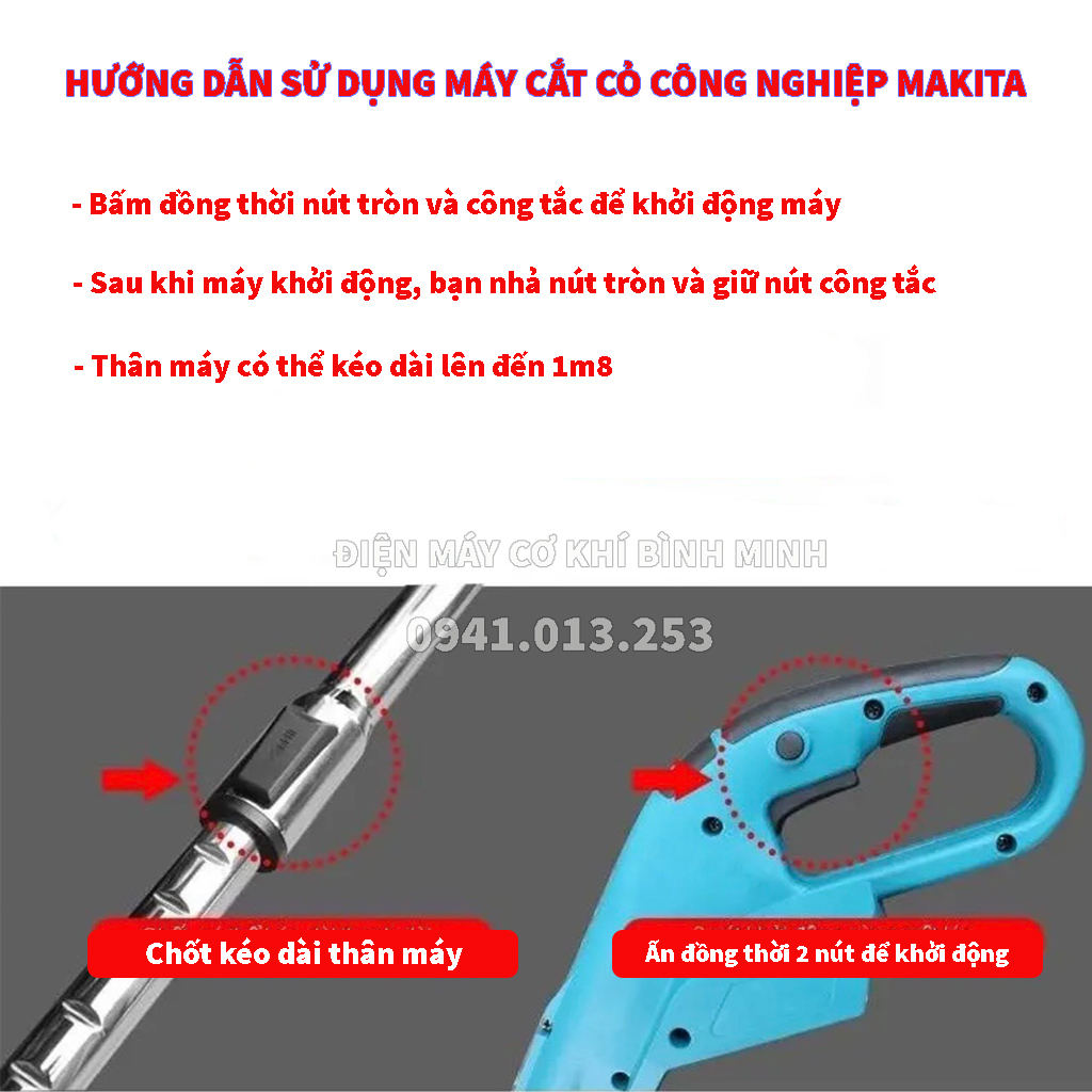 Máy cắt cỏ pin cầm tay, máy cắt cỏ công nghiệp MAKITA 40V KHÔNG CHỔI THAN có lưỡi cước model 2023 bảo hành 12 tháng