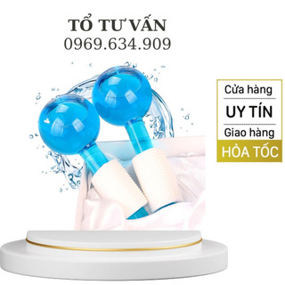 Cặp cầu lạnh masa mặt đẩy sâu tinh chất thư giãn da mặt quả cầu lạnh massage