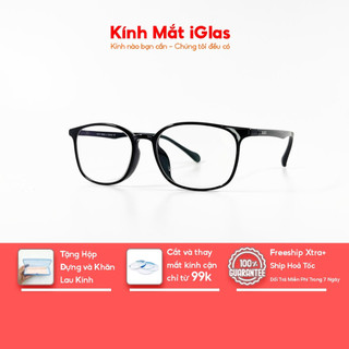 Gọng Kính Cận Cao Cấp Siêu Bền Nhẹ iGlas DS3, Dáng Mắt Vuông Bo Tròn Thanh Lịch, Gọng Chất Liệu Ultem Chống Gãy
