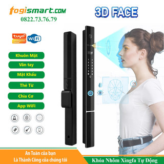 Khóa nhận diện khuôn mặt, khóa vân tay cửa nhôm Xingfa , App Tuya Wifi...
