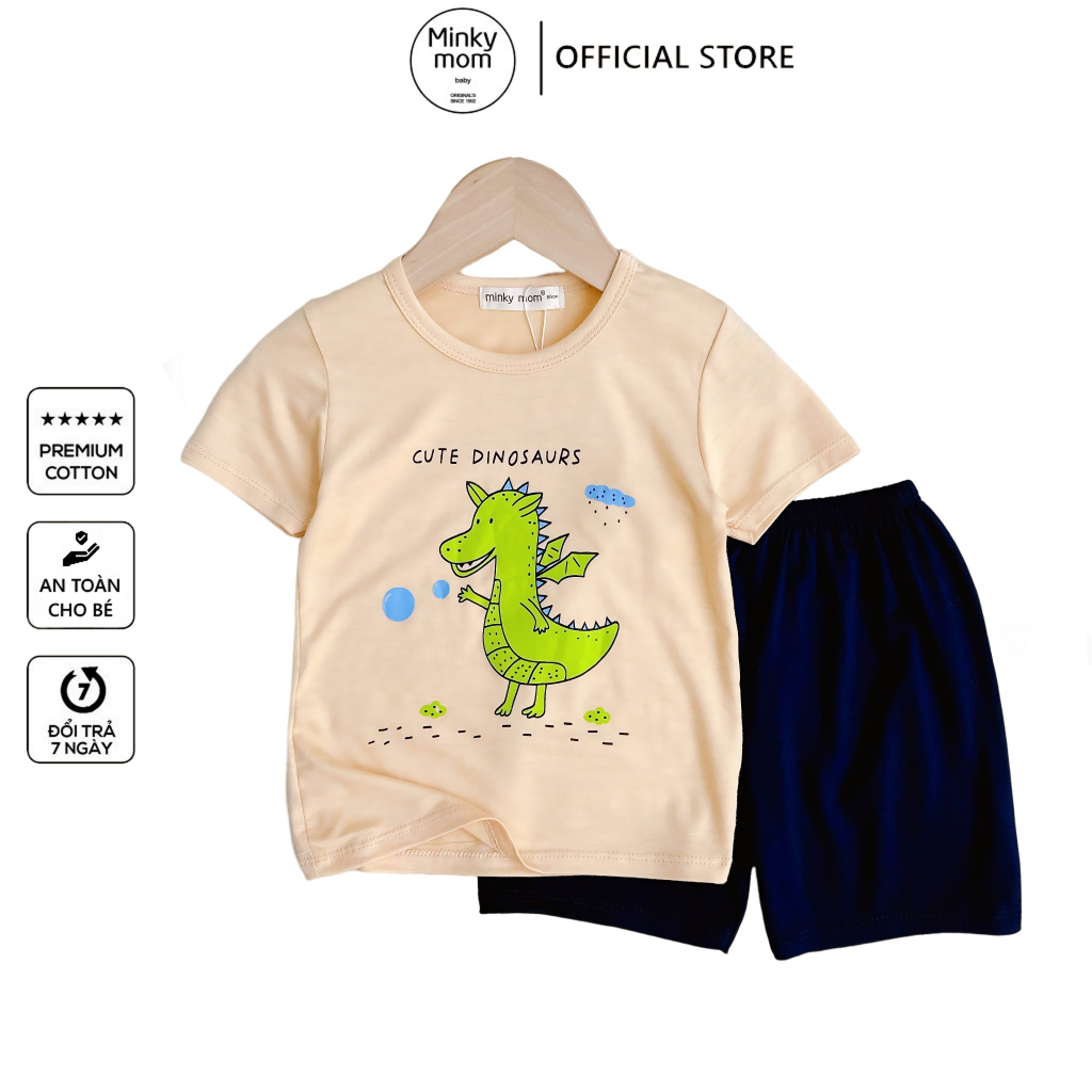 Quần áo trẻ em cộc tay Minky mom chất peptit bộ đồ mặc nhà Unisex cho bé trai bé gái 1087