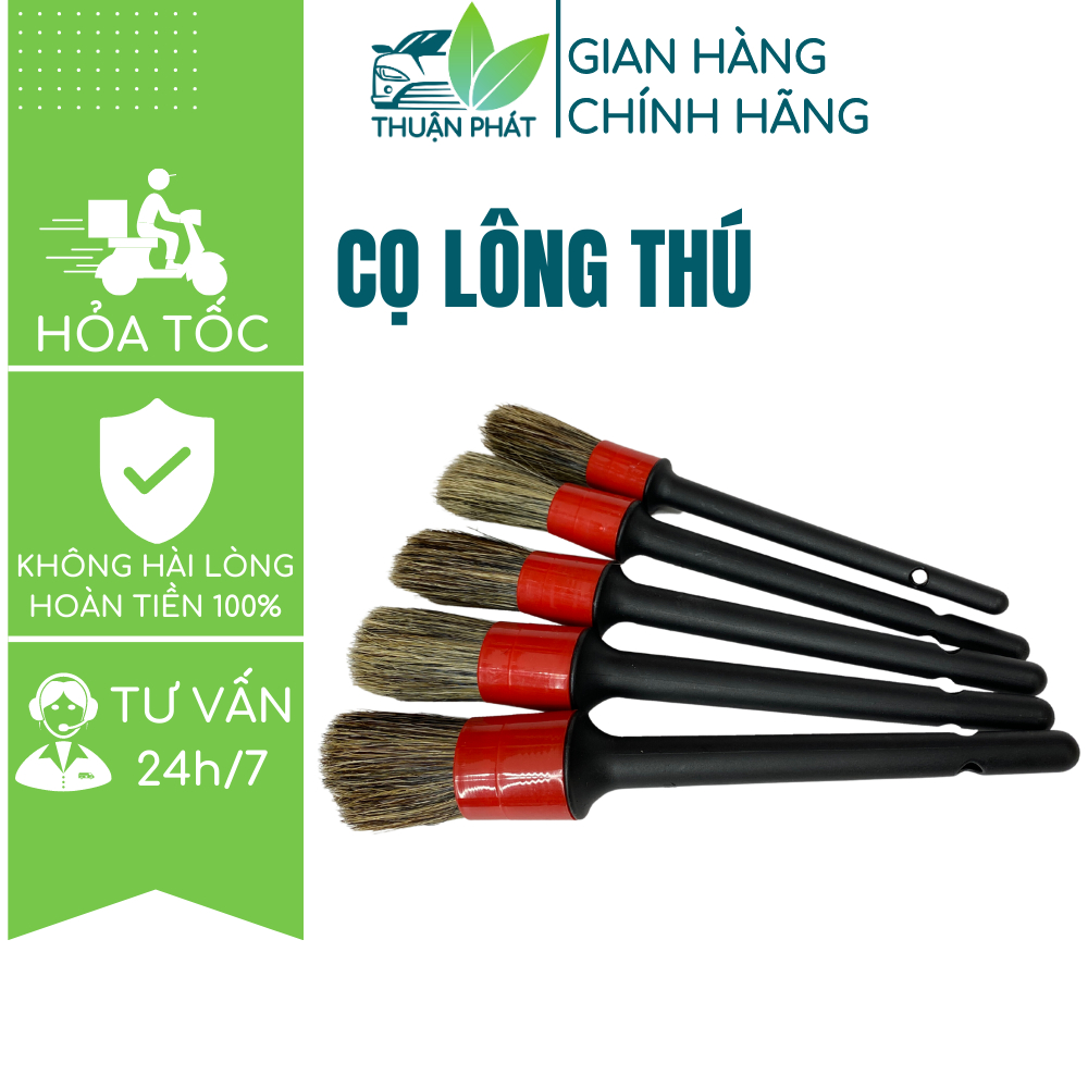 Bộ cọ lông thú 5 cây chịu hóa chất Taiwan chổi cọ rửa đa năng vệ sinh nội thất ô tô quét bụi bẩn khe kẽ Thuận Phát