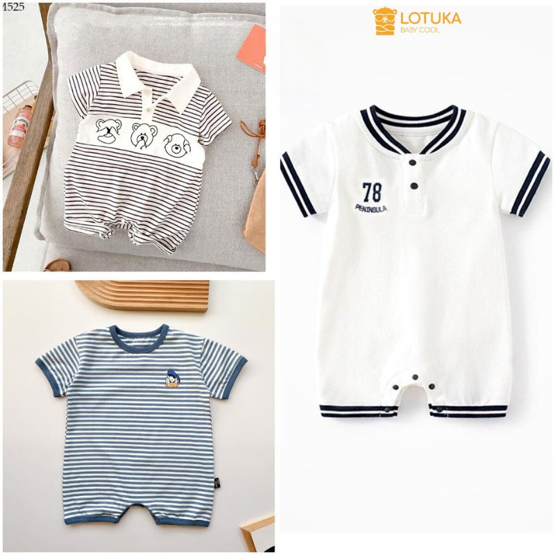 Body Đùi Kẻ Sọc LOTUKA, BodySuit Mùa Hè Cho Bé Trai Bé Gái, Chất Thun Cao Cấp Mềm Mát Size 3-12kg