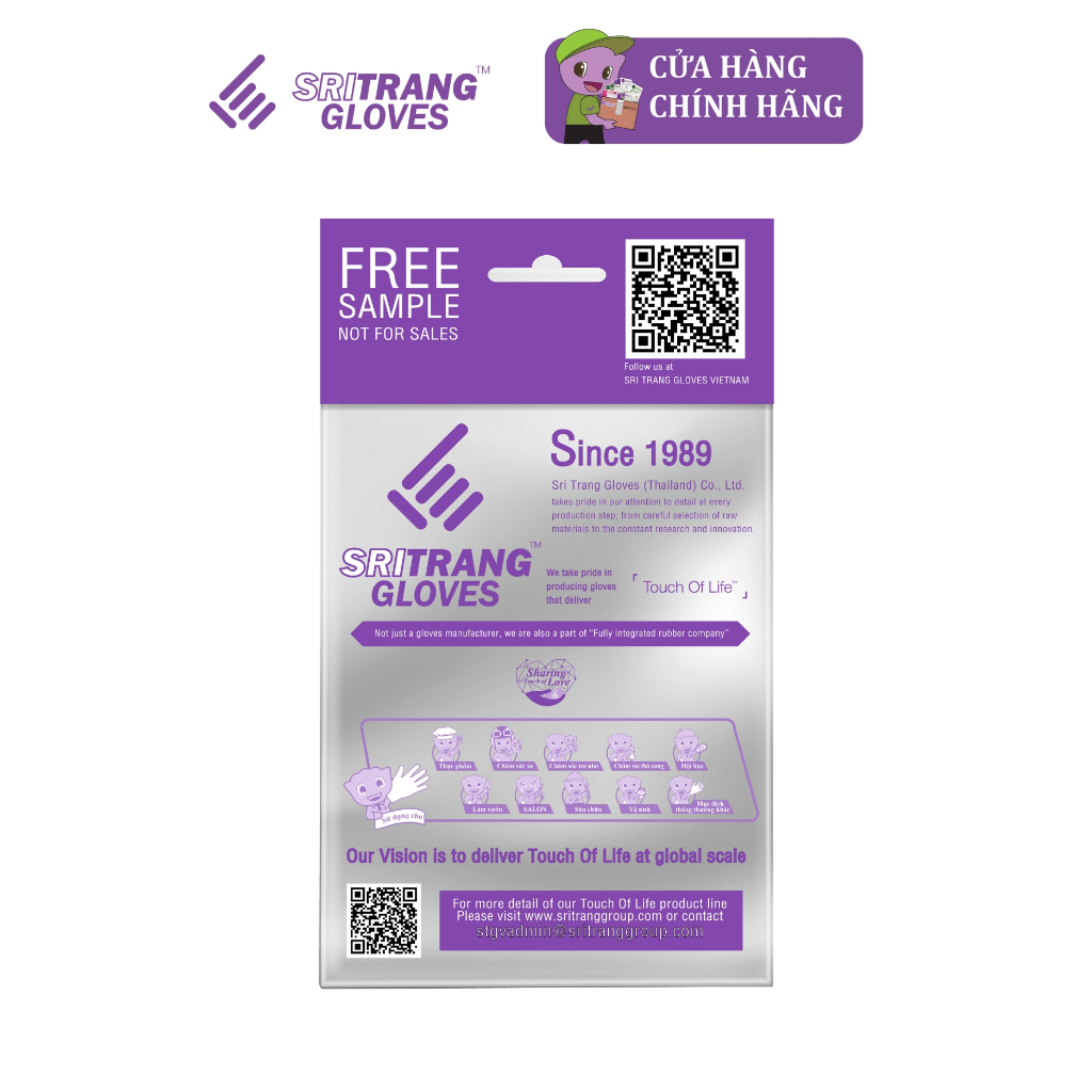 Mẫu thử 10 chiếc găng tay cao su Sri Trang