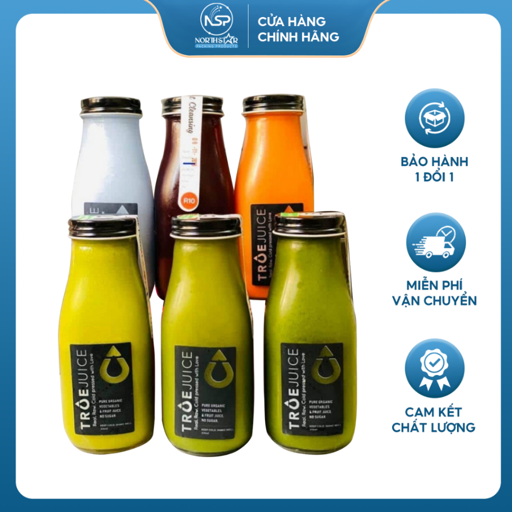 Chai Thủy Tinh Dáng Starbuck 300ml, Nắp Kim Loại Đựng Sữa, Cafe, Nước Ép Các Loại - North Star Việt Nam