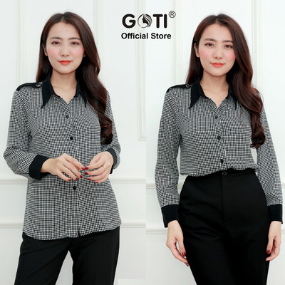 LẺ SIZE SALE OFF GOTI - Áo Sơ Mi Công Sở Nữ Kiểu Áo Nữ Hàn Quốc Cổ Chữ Sơ Mi Phối Màu Đen 3A42