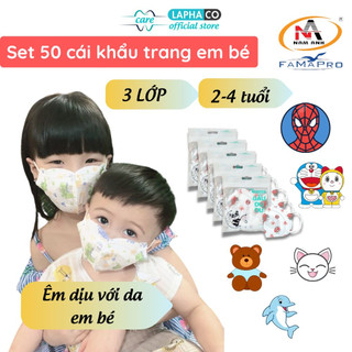 Khẩu trang trẻ em 3d Gấu Du Du Famapro Kháng giọt bắn, Kháng khuẩn