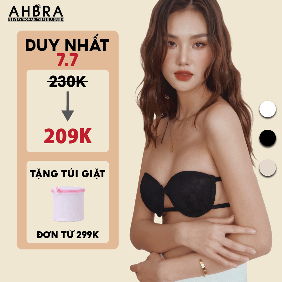 Áo Ngực Ren Có Gọng AHBRA R02 Chống Tụt Phối Váy Trễ Vai 30 Ngày Đổi Trả