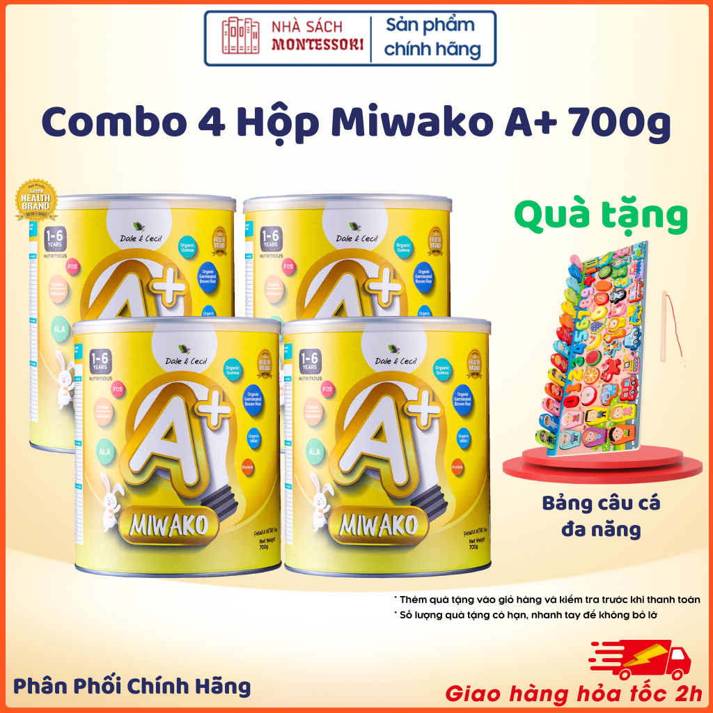 Sữa Công Thức Hạt Thực Vật Miwako A+ 700g (x 4 hộp - 2.8kg) - Miwako Việt Nam - Nhà sách Montessori