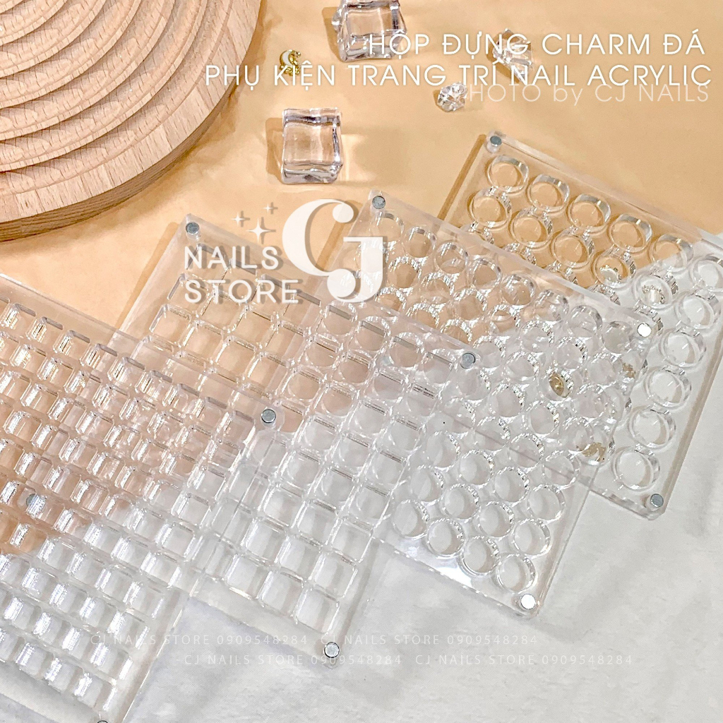 Hộp đựng charm đá phụ kiện trang trí móng tay Acrylic sang trọng tiện dụng