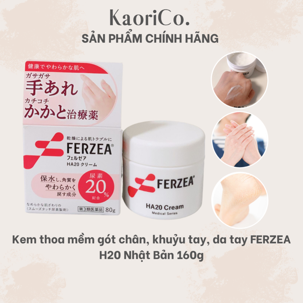 Kem thoa mềm gót chân, khuỷu tay, da tay mịn màng FERZEA H20 Nhật Bản 160g