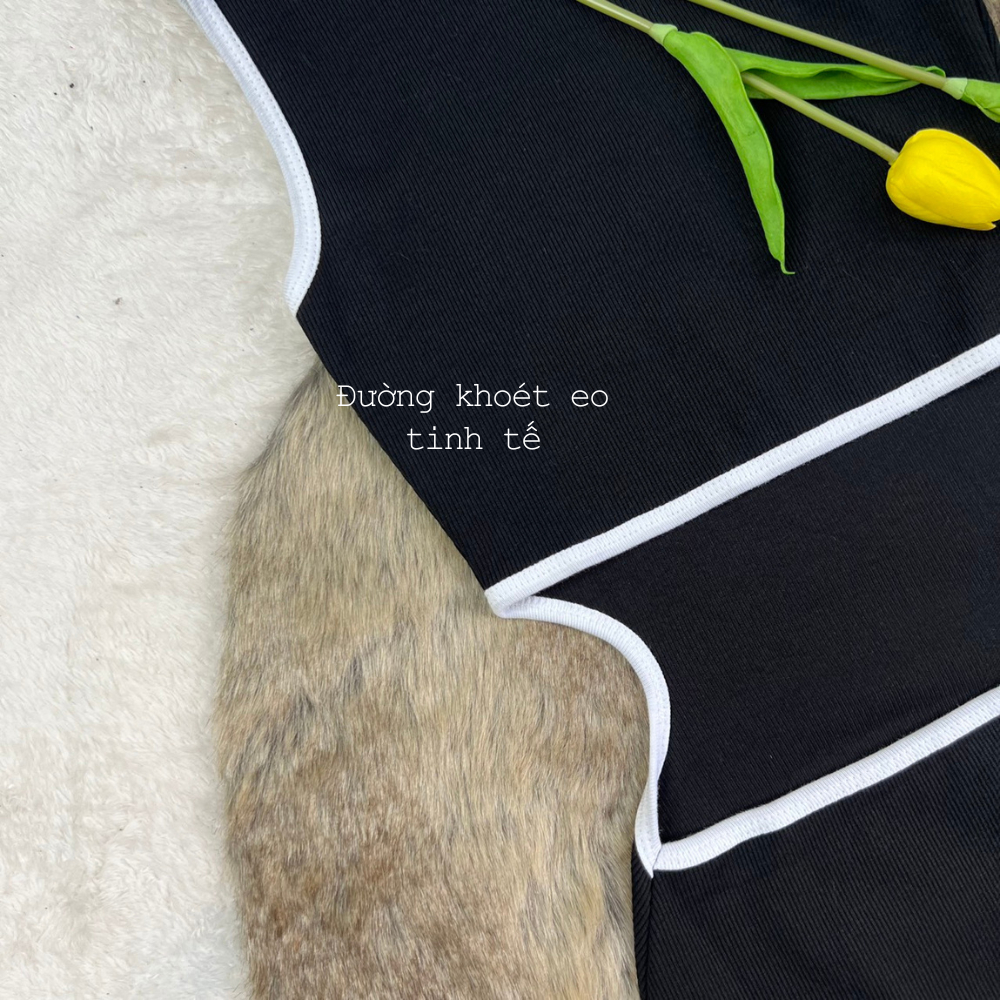 Đầm Body Viền Phối Tạo Kiểu Khoét 2 Bên Eo Sexy Dễ Thương Phong Cách Hàn Quốc -D40