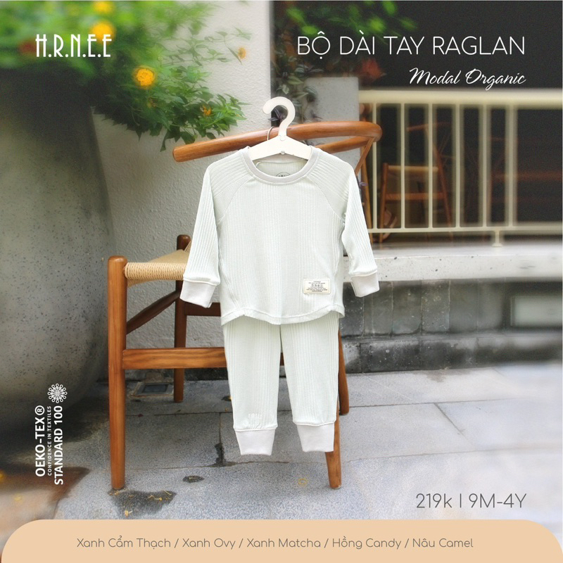 Bộ dài tay raglan hãng Hrnee cho bé trai bé gái