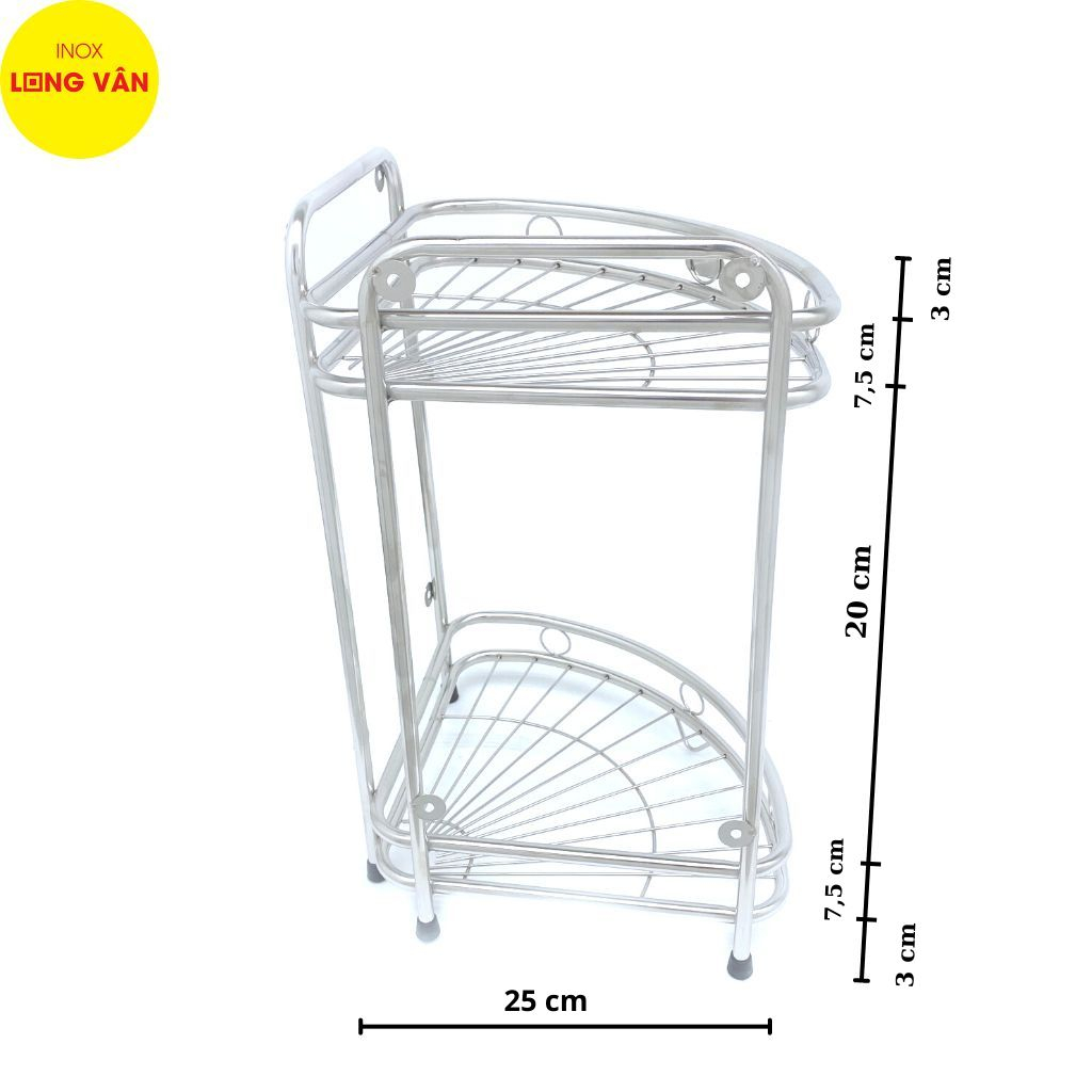 Kệ góc phòng tắm INOX 2/3 tầng cao cấp, kệ tam giác 2 tầng đa năng đựng đồ dùng phòng bếp và phòng tắm tiện lợi