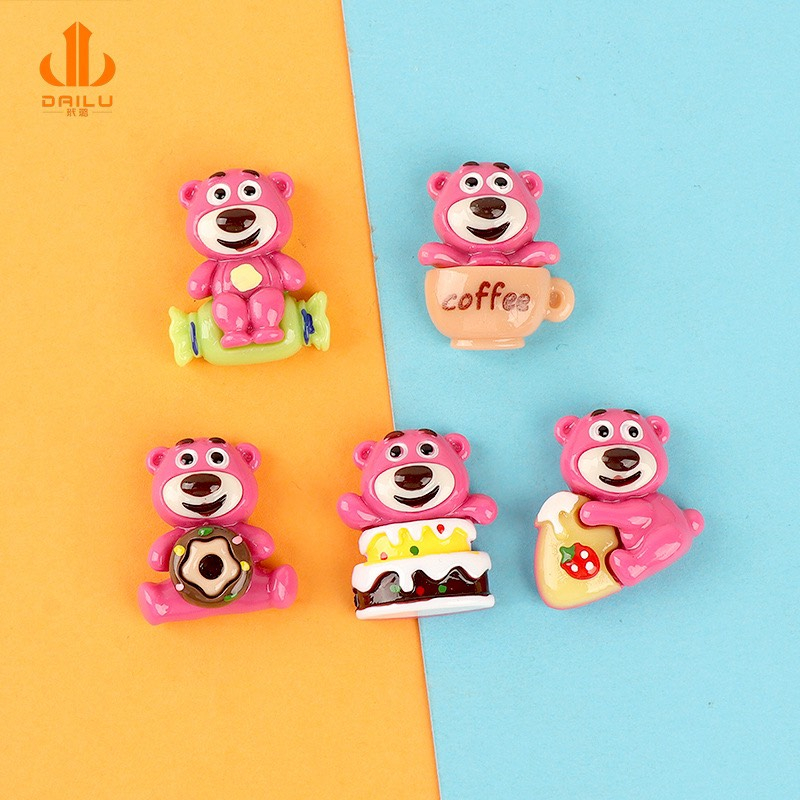 Charm Gấu Dâu Lotso Hồng Dễ Thương Trang Trí,DIY