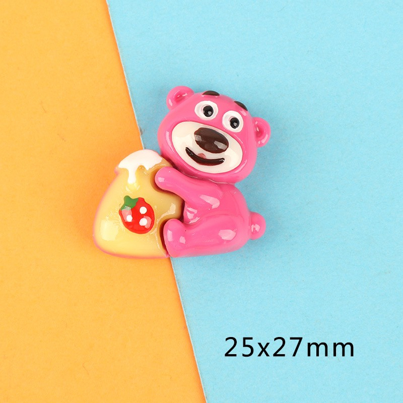 Charm Gấu Dâu Lotso Hồng Dễ Thương Trang Trí,DIY