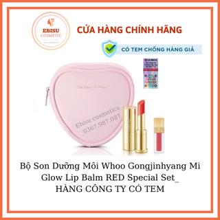 Bộ son dưỡng môi whoo gongjinhyang mi glow lip balm red special set_hàng công ty có tem