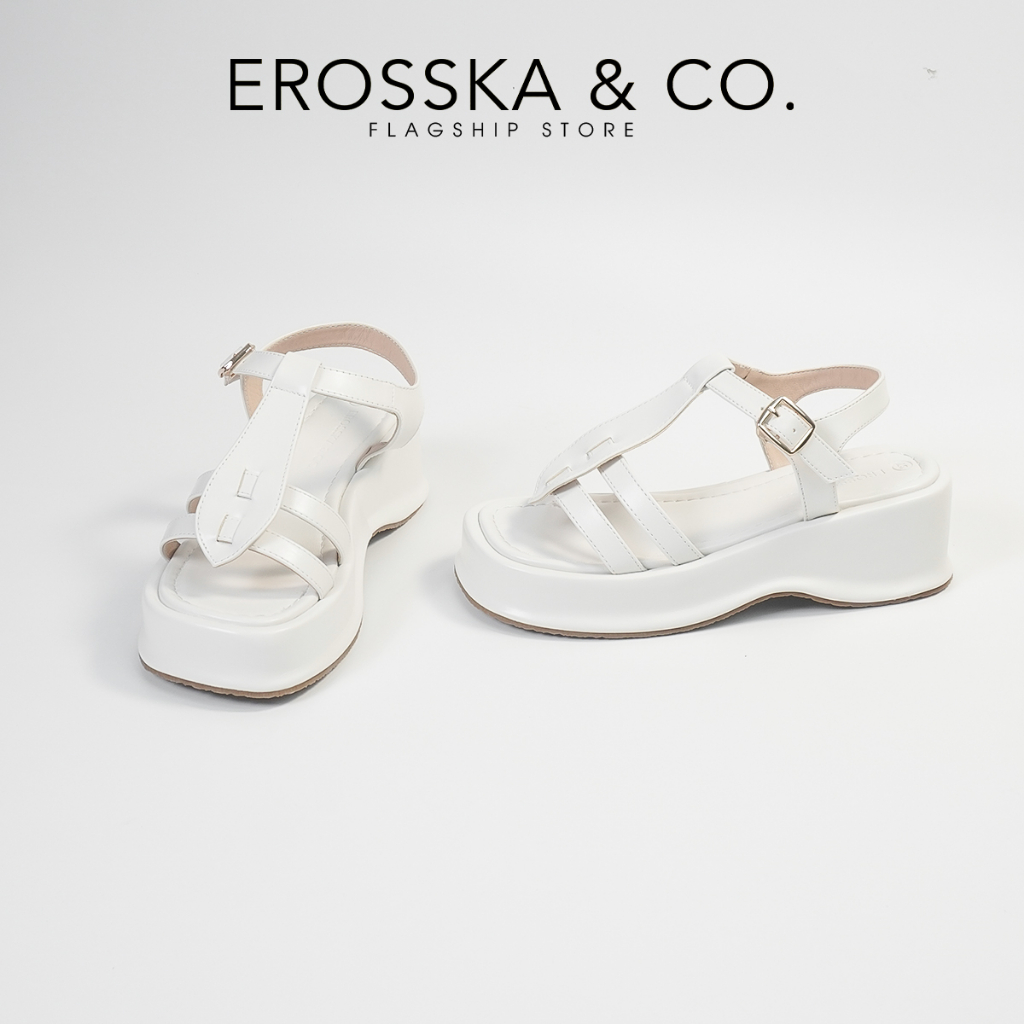 Erosska - Giày sandal nữ đế xuồng quai ngang thiết kế basic màu nude - SB027