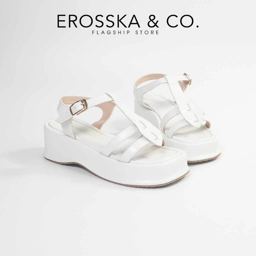 Erosska - Giày sandal nữ đế xuồng quai ngang thiết kế basic màu nude - SB027