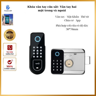 Khóa điện tử cửa sắt khóa vân tay hai mặt thông minh khóa cửa sắt vân tay kép với 5 chức năng mở cửa:- Bảo hành 12 tháng