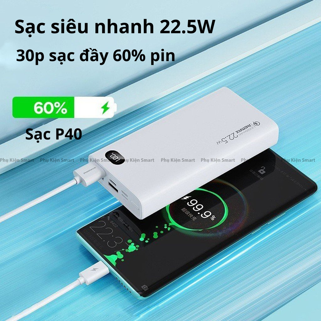 Sạc Dự Phòng 20000mAh, Pin Dự Phòng RPP-292 Sạc Nhanh PD 22.5W Nhiều Thiết Bị - Bảo Hành 12 Tháng.