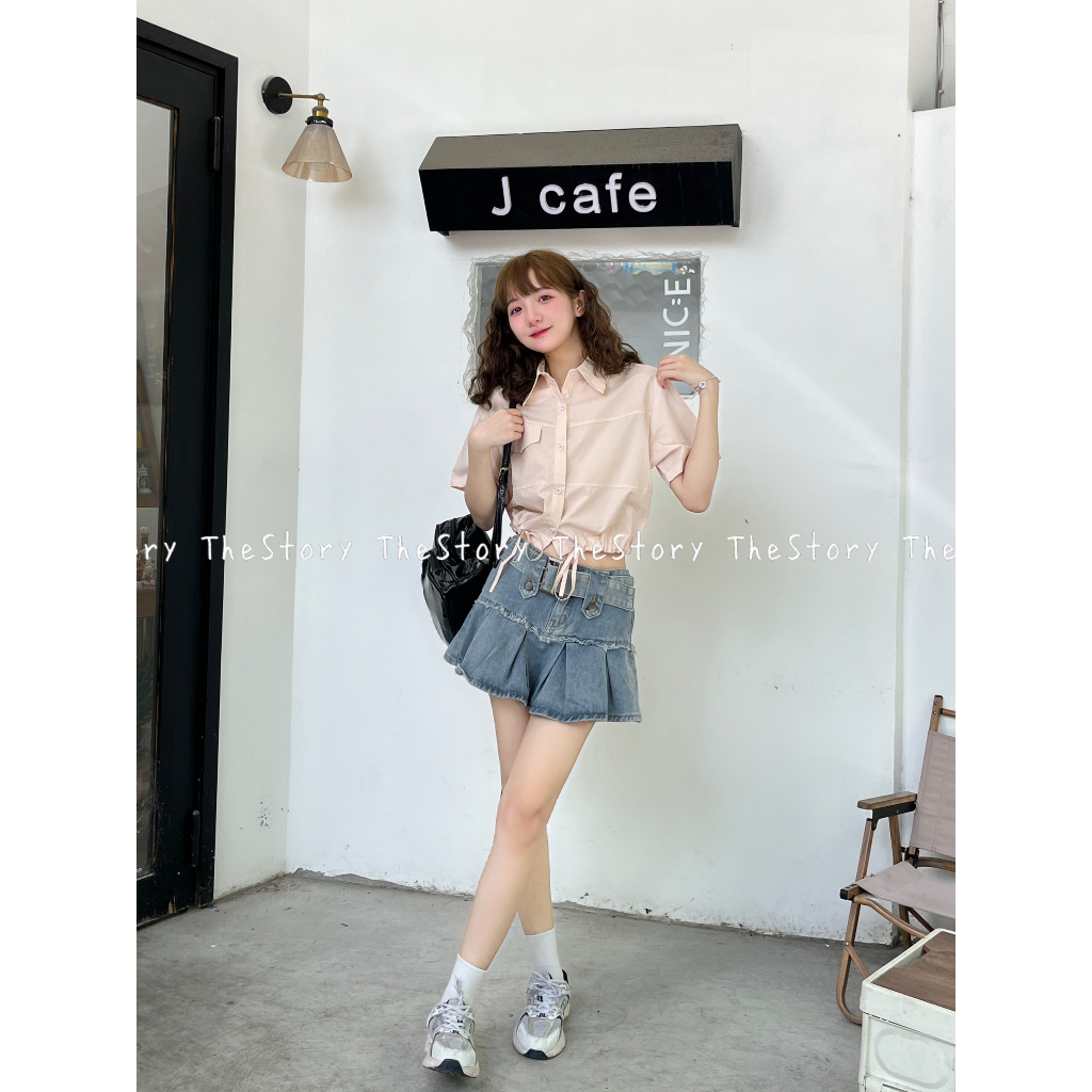 Áo sơ mi tay ngắn rút dây  A3125