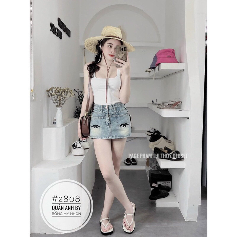 Chân váy ngắn kèm lót đính đá hoạ tiết hot trend#8888