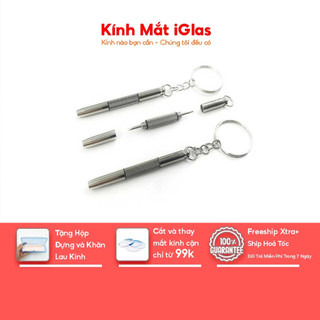 Móc Khóa Tua Vít Đầu Nhỏ Chuẩn Cỡ Sửa Kính, Sửa Điện Thoại, Có 2 Đầu Tô Vít Vuông, Dẹt Và Đầu Vặn Bu Lông