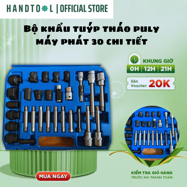 Bộ khẩu tuýp tháo puly máy phát 30 chi tiết