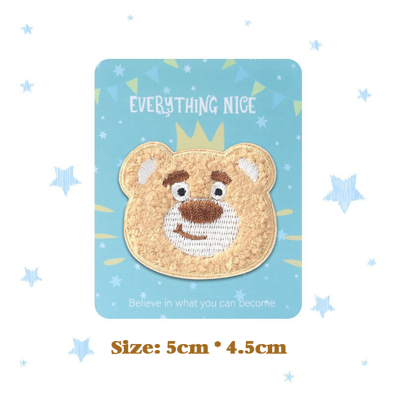 Sticker ủi nhiệt vải thêu logo hình gấu Bear động vật dễ thương cute - Patch ủi quần áo balo H101