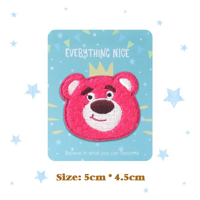 Sticker ủi nhiệt vải thêu logo hình gấu Bear động vật dễ thương cute - Patch ủi quần áo balo H101