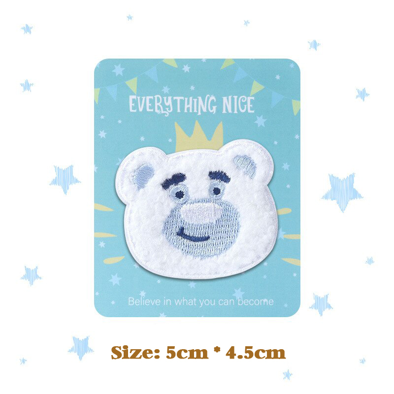 Sticker ủi nhiệt vải thêu logo hình gấu Bear động vật dễ thương cute - Patch ủi quần áo balo H101