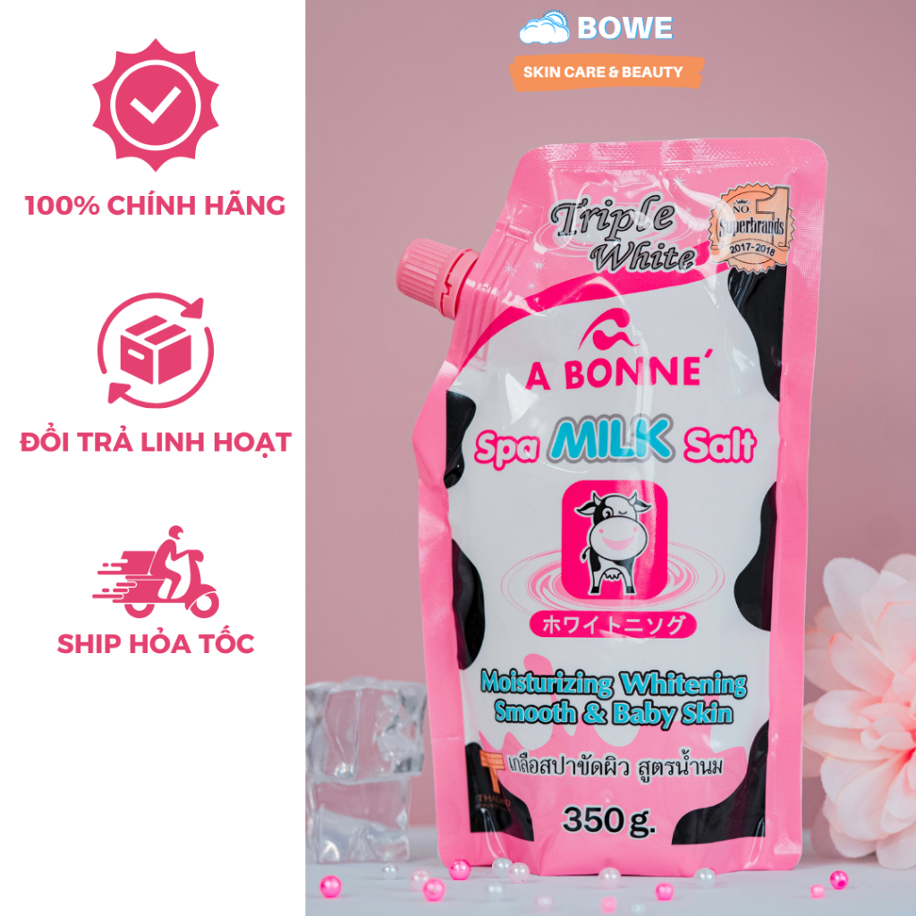 (HÀNG CHÍNH HÃNG) Muối Tắm Sữa Bò Tẩy Tế Bào Chết A Bonne Spa Milk Salt Thái Lan 350G