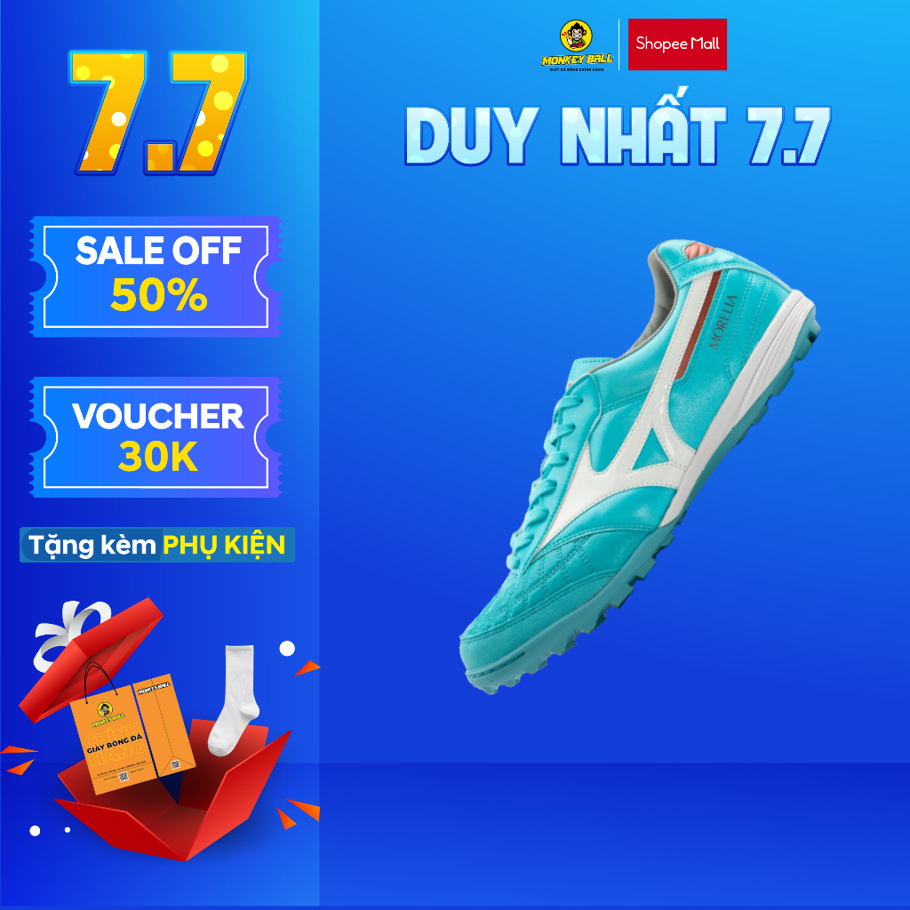 Giày Đá Bóng Nam MIZUNO Morelia Sala Japan TF Chính Hãng - Chất Liệu Da Kangaroo Cao Cấp, Chạy Êm, Đế Cao Su, Độ Bền Cao