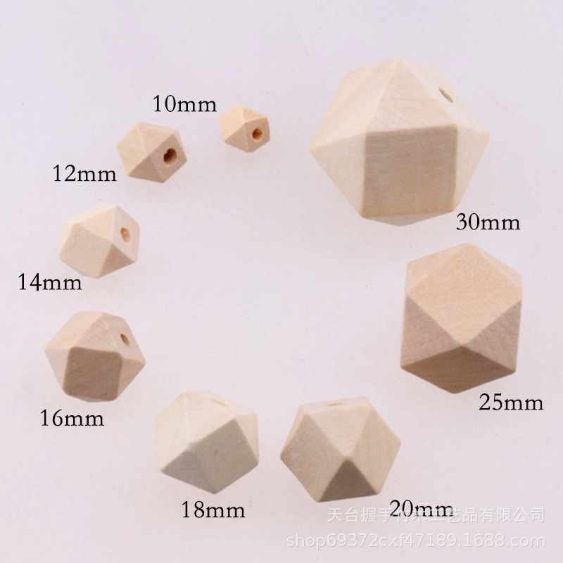 Hạt gỗ đa giác handmade nhiều kích thước trang trí làm macrame, decor, màu mộc | tutushop