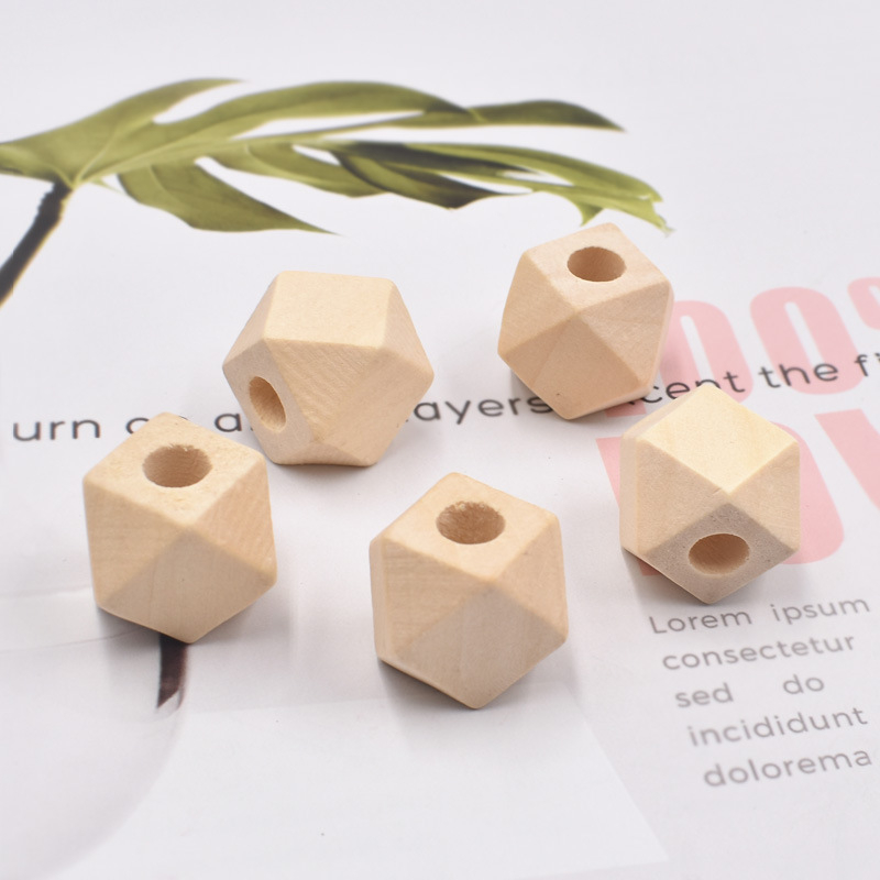 Hạt gỗ đa giác handmade nhiều kích thước trang trí làm macrame, decor, màu mộc | tutushop