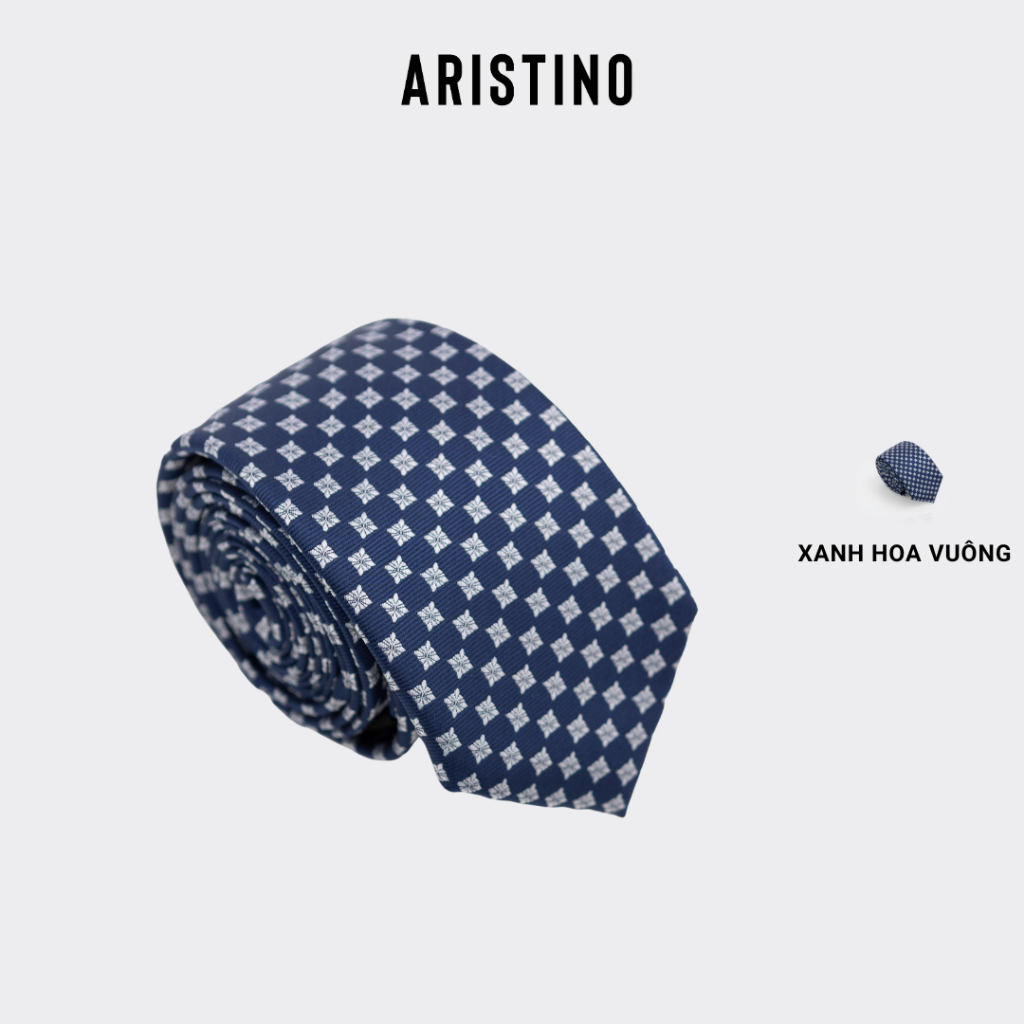 Cà vạt nam ARISTINO bản trung họa tiết hoa vuông ấn tượng và độc đáo - ATI02102