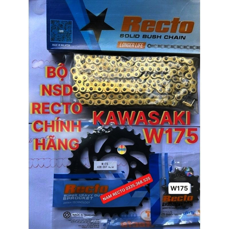 Nhông sên dĩa kawasaki W175 sên vàng 9ly & 10ly