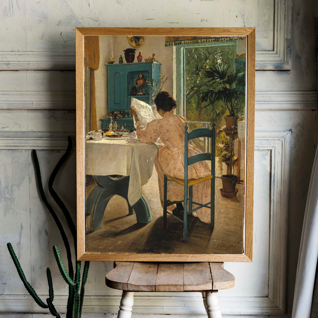 Tranh Canvas vintage nàng thơ phong cách Bắc Âu, Cổ Điển, trang trí phòng khách, phòng ngủ, phòng ăn, đã kèm khung