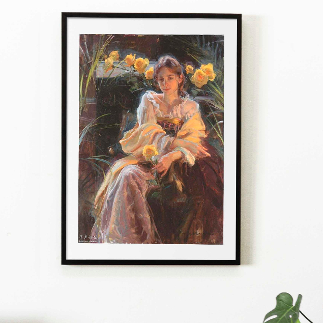 Tranh Canvas vintage nàng thơ phong cách Bắc Âu, Cổ Điển, trang trí phòng khách, phòng ngủ, phòng ăn, đã kèm khung
