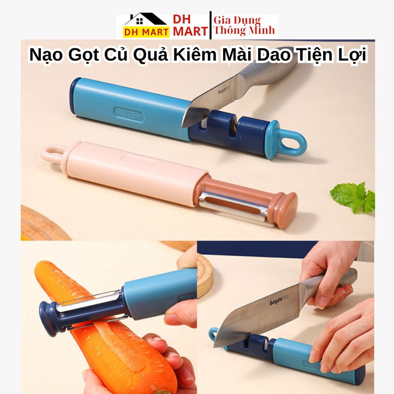 Bộ nạo rau củ quả đa năng, dụng cụ mài dao kiêm gọt rau củ quả 2 đầu siêu bén tiện lợi