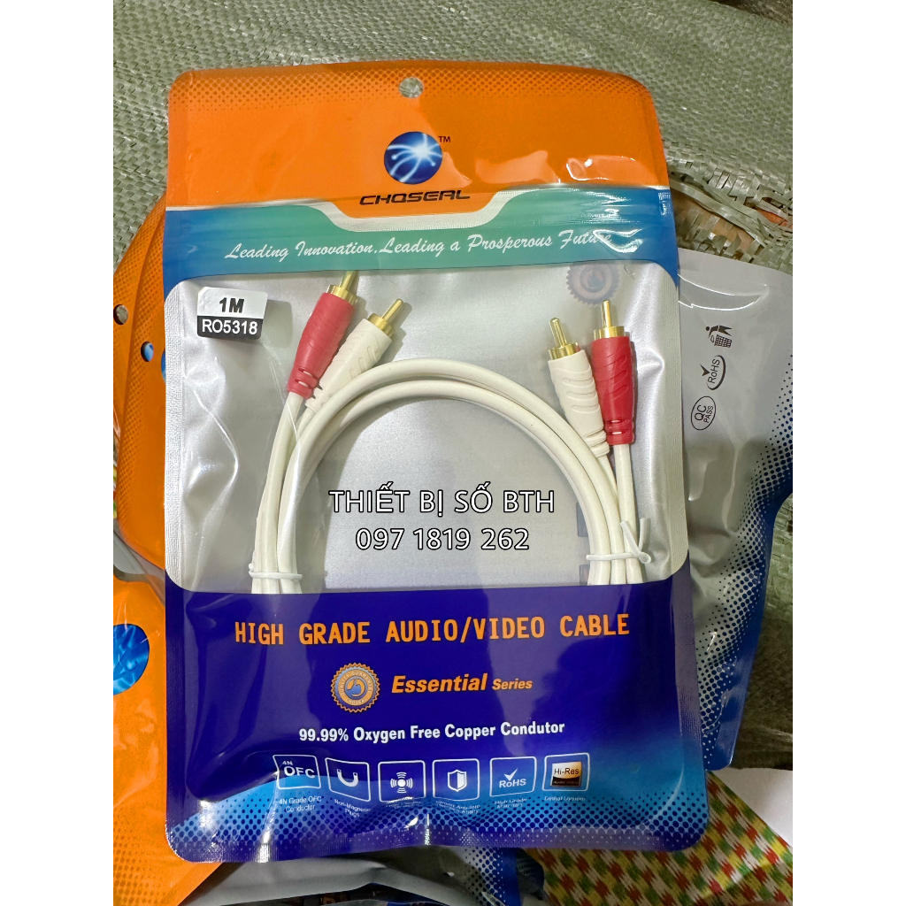 Dây Cáp AV 2 Ra 2 Choseal Dài 1M/ 1,8M/ 3M/ 5M/ 10M. Hàng Chính Hãng Mới 100%