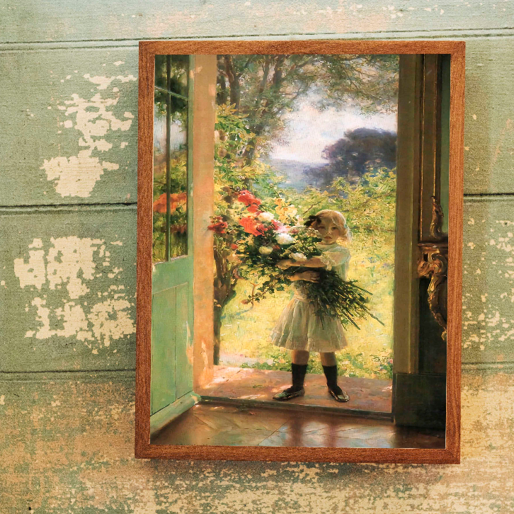 Tranh Canvas vintage nàng thơ phong cách Bắc Âu, Cổ Điển, trang trí phòng khách, phòng ngủ, phòng ăn, đã kèm khung