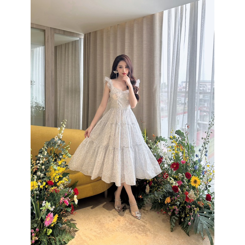 Váy 2 dây nhún bèo eo corset