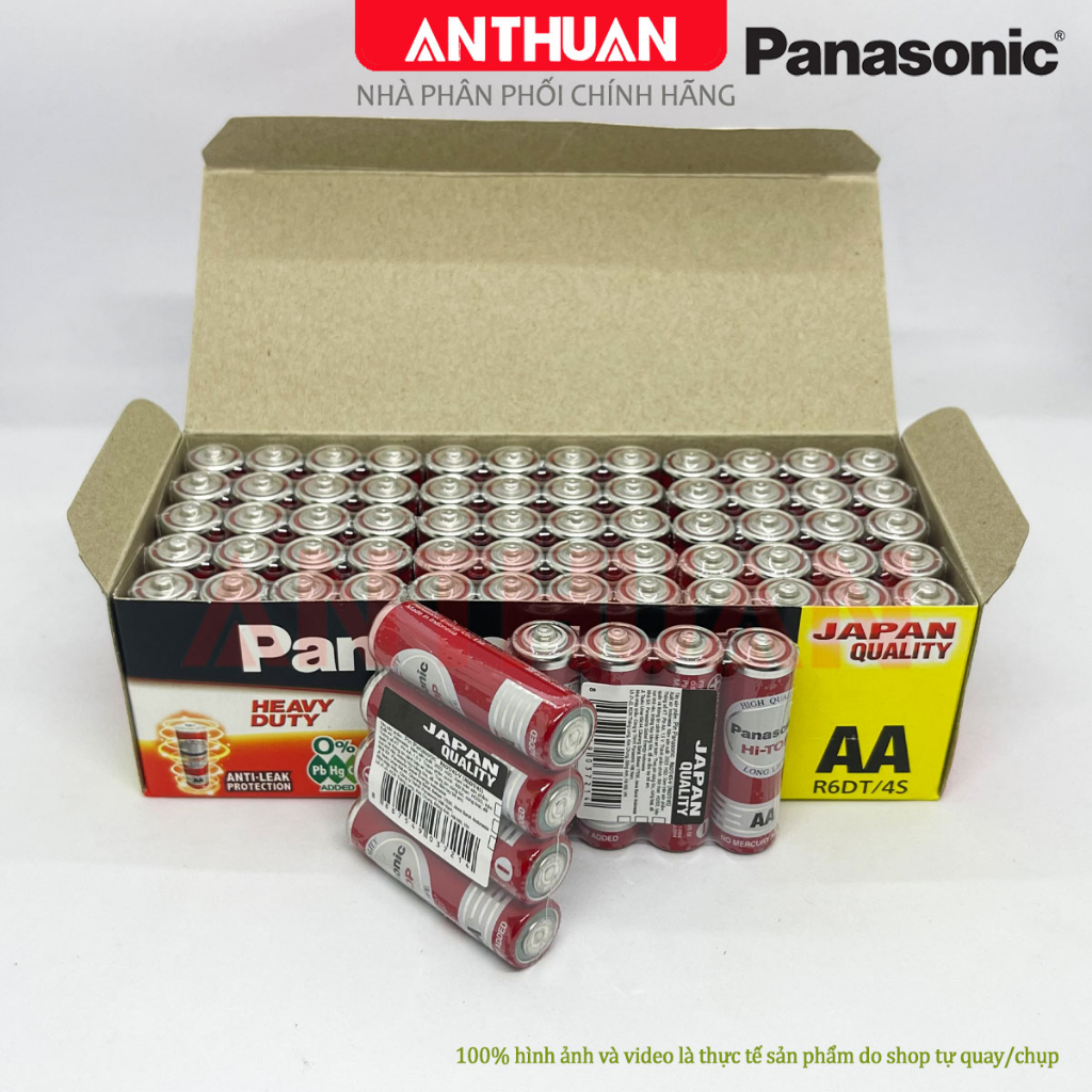 Hộp 60 viên pin AA Panasonic R6DT-4S tiểu đỏ hàng chính hãng chất lượng cao.