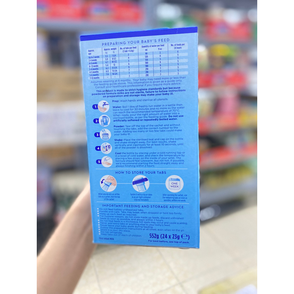 Sữa Aptamil UK số 1 dạng thanh cho bé 0- 6 tháng