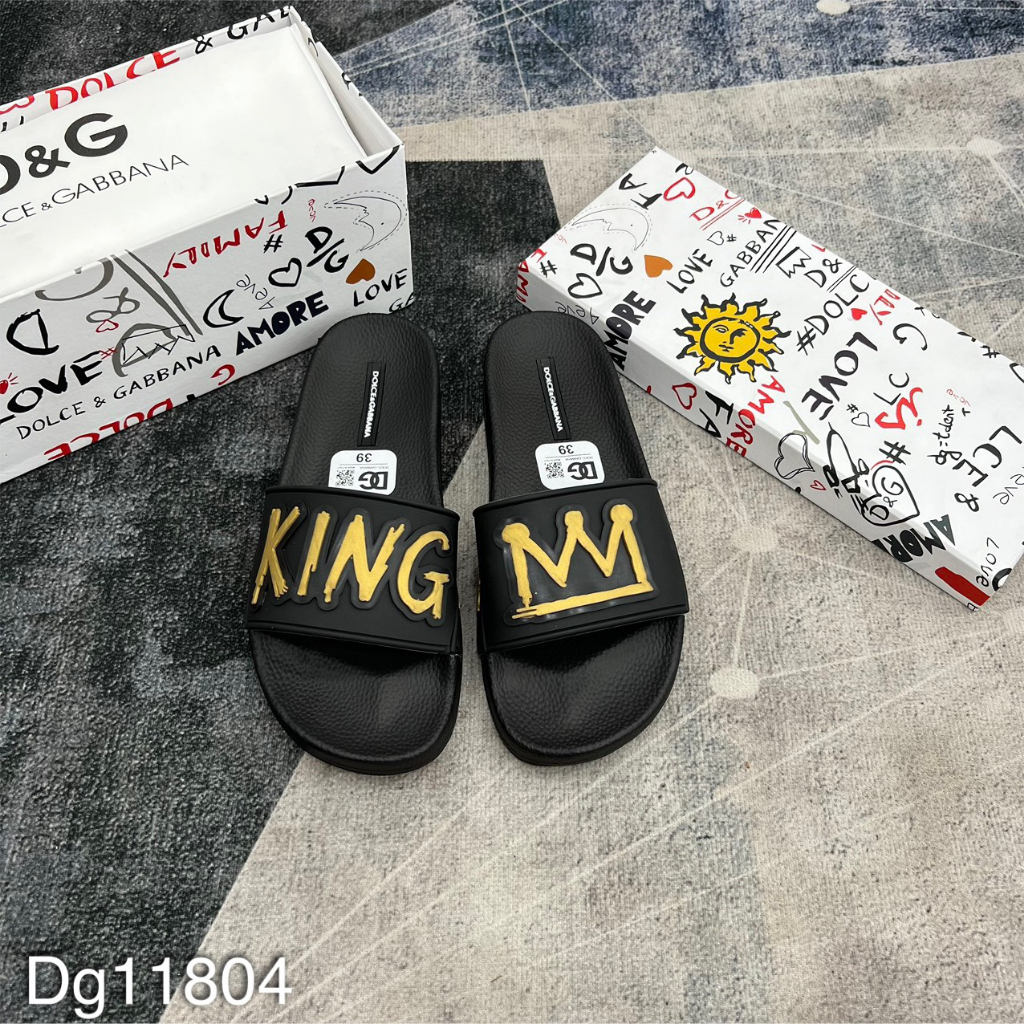 Dép DG Nam Quai Ngang In Chữ Siêu Đẹp - Dép DG Nam In Vương Miệng Cực Chất