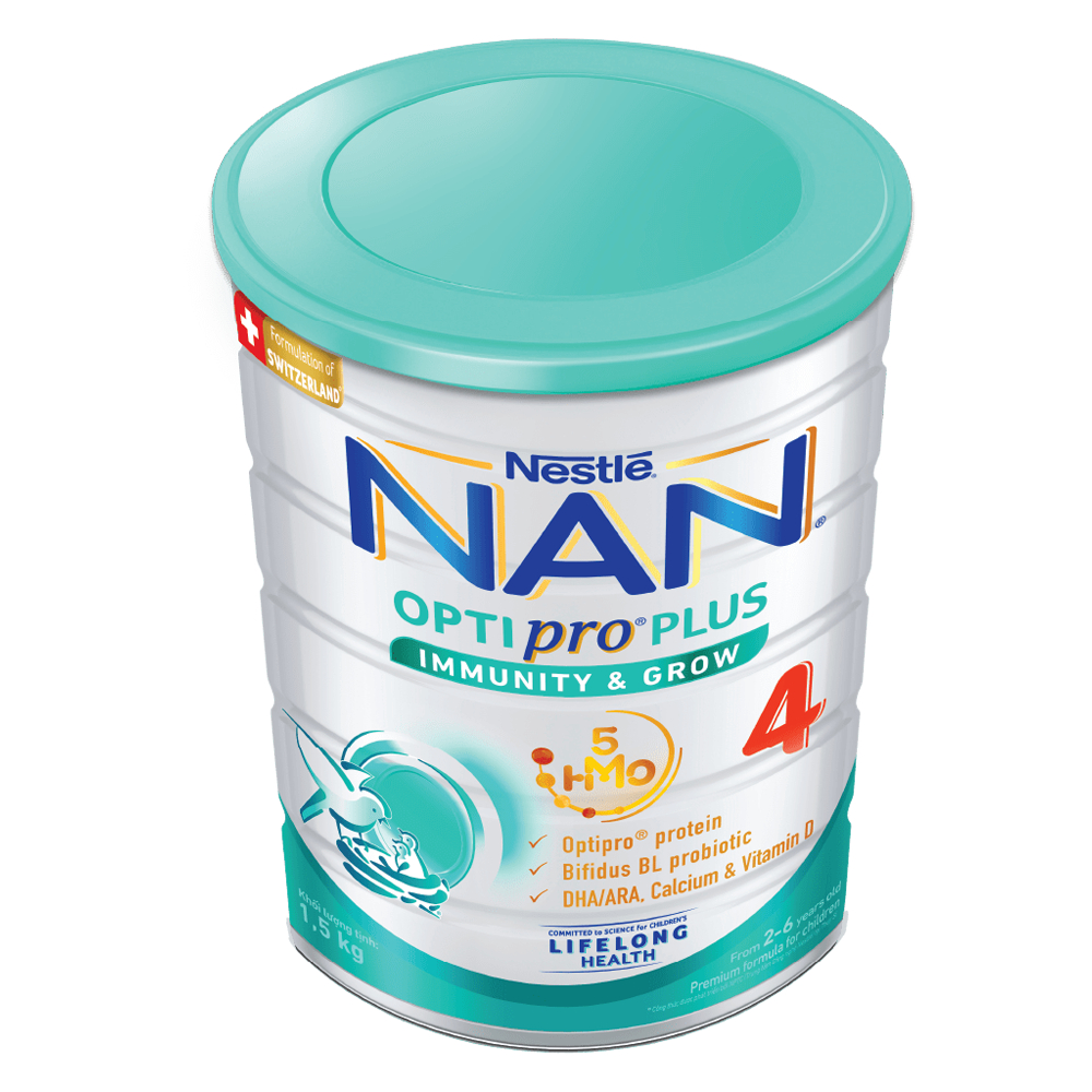 Sữa Nan Optipro PLUS 4 1.5kg, với 5HMO, Công thức từ Thụy Sĩ (2-6 tuổi)