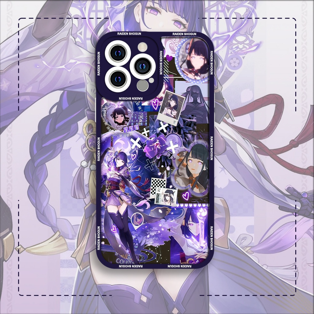 Ốp lưng iphone cạnh vuông JM CASE Genshin Impact nhân vật game Raiden Shogun 6/6pl/6s/6spl/7/7pl/8/8pl/x/xs/11/12/13/pro