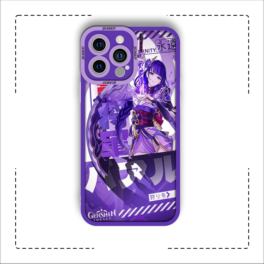 Ốp lưng iphone cạnh vuông JM CASE Genshin Impact nhân vật game Raiden Shogun 6/6pl/6s/6spl/7/7pl/8/8pl/x/xs/11/12/13/pro